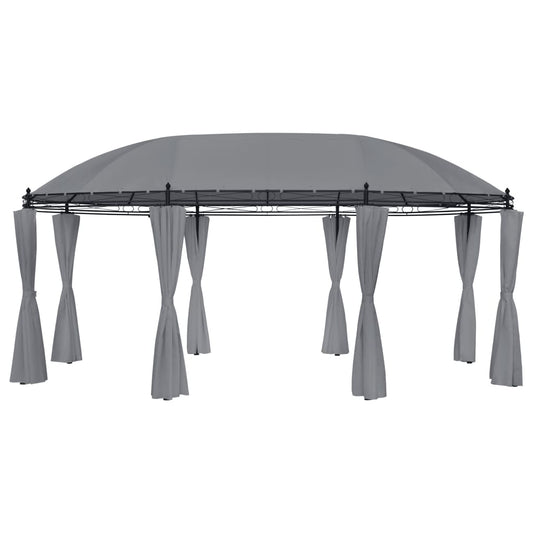 Gazebo avec rideaux 520x349x255 cm anthracite