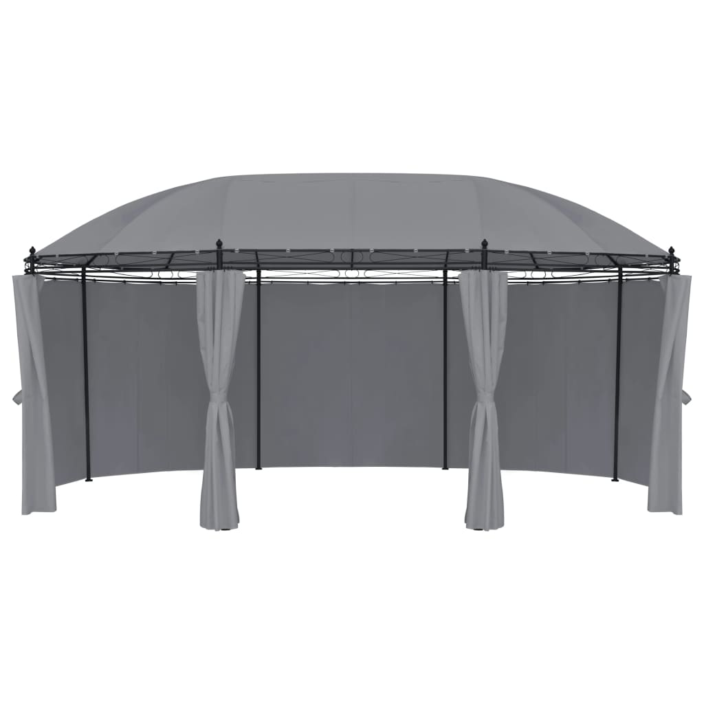 Gazebo avec rideaux 520x349x255 cm anthracite