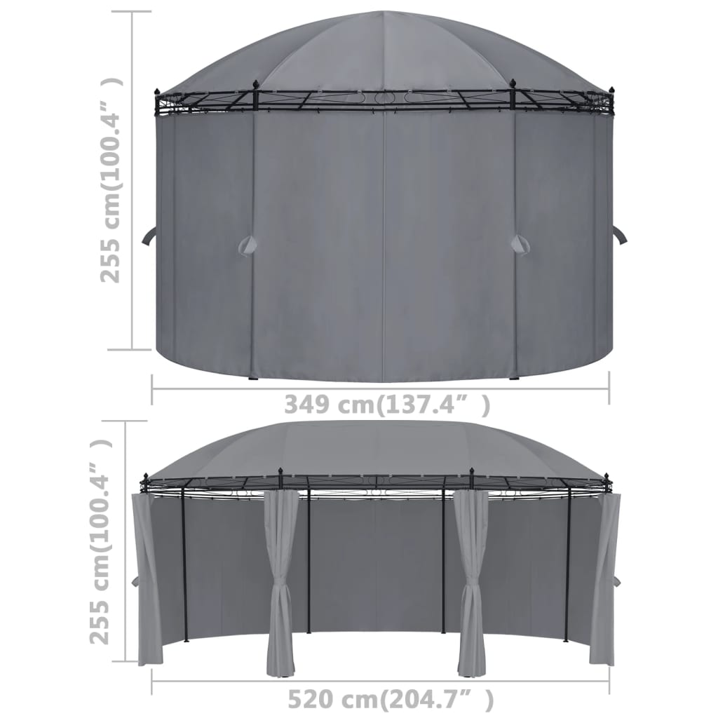 Gazebo avec rideaux 520x349x255 cm anthracite