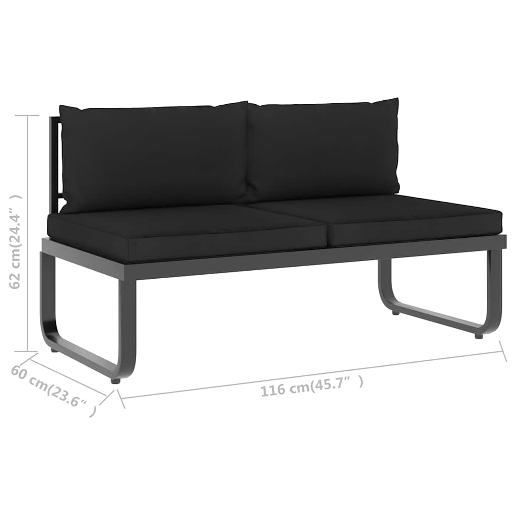 4-tlg. Garten-Ecksofa-Set mit Auflagen Aluminium und WPC