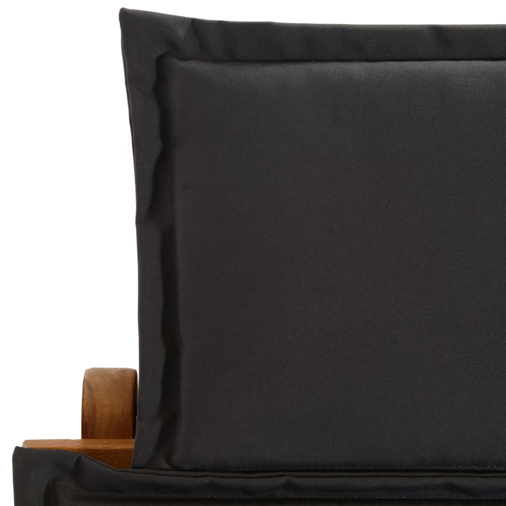 Bain de soleil avec coussin en bois d'acacia massif, gris foncé