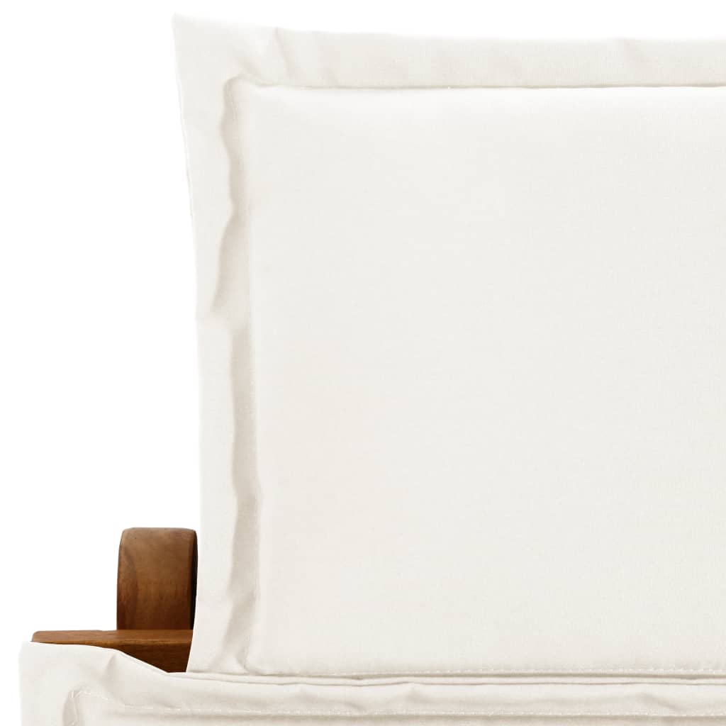 Bain de soleil avec coussin en bois d'acacia massif crème