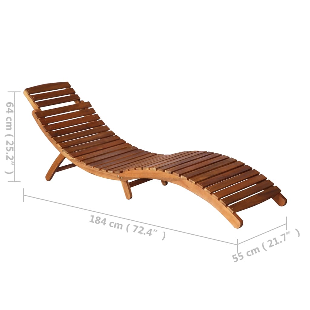 Bain de soleil avec table à thé, bois d'acacia massif, marron