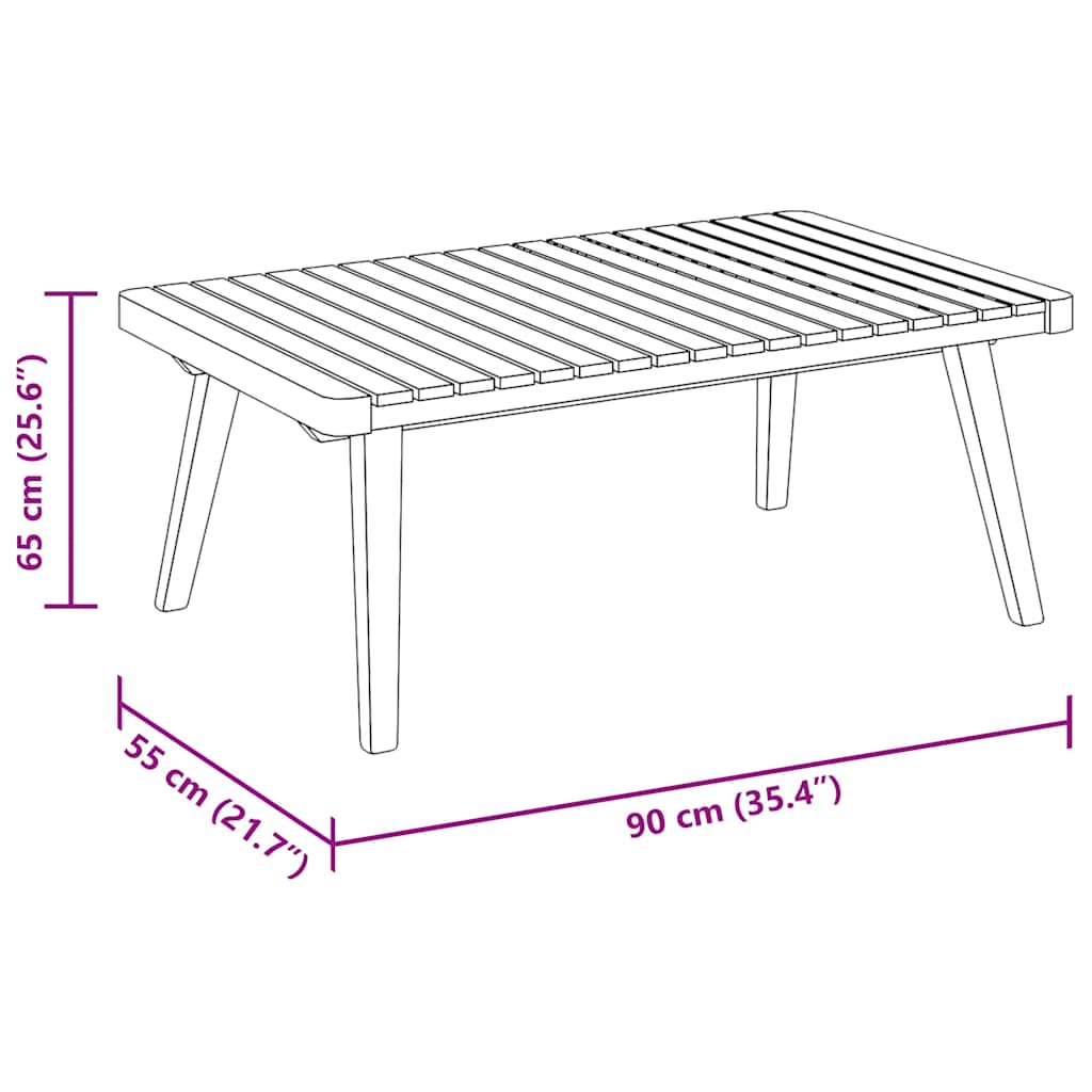 Table basse de jardin 90x55x35 cm en bois d'acacia massif