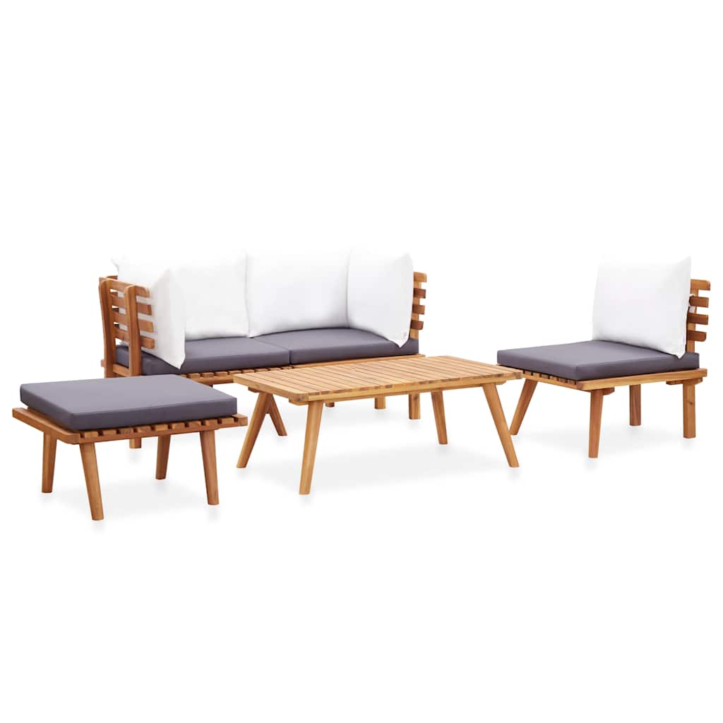 5-tlg. Garten-Lounge-Set Massivholz Akazie