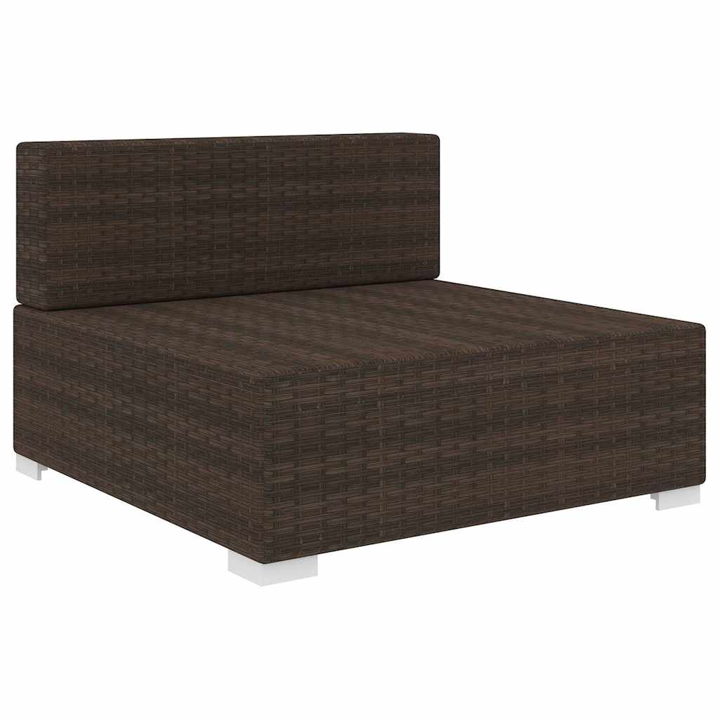 Mittelsofa mit Kissen Modular Poly Rattan Braun