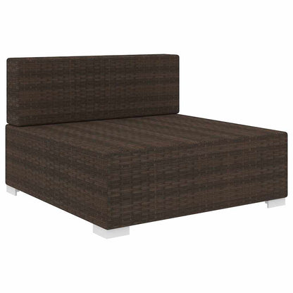 Mittelsofa mit Kissen Modular Poly Rattan Braun