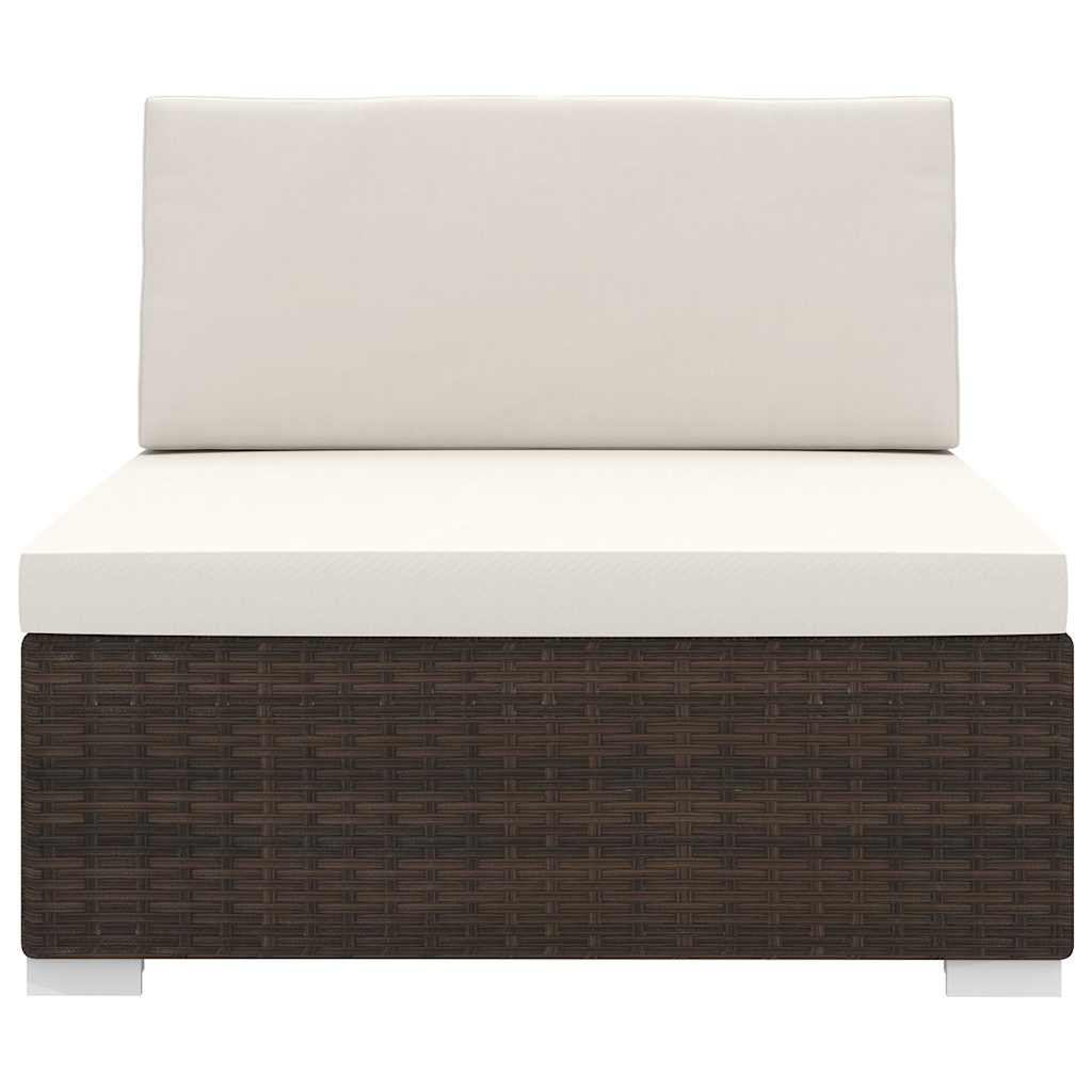 Mittelsofa mit Kissen Modular Poly Rattan Braun