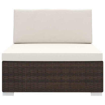 Mittelsofa mit Kissen Modular Poly Rattan Braun