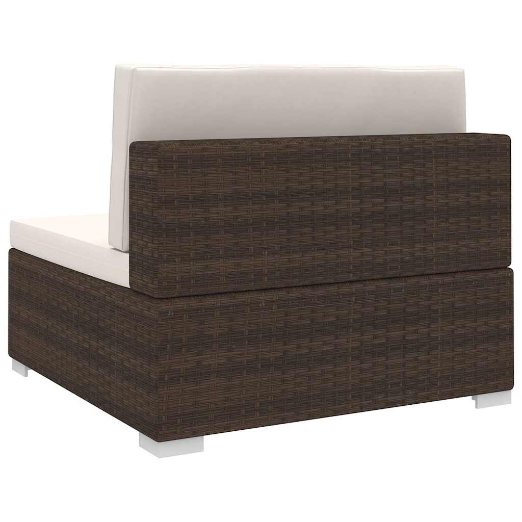 Mittelsofa mit Kissen Modular Poly Rattan Braun