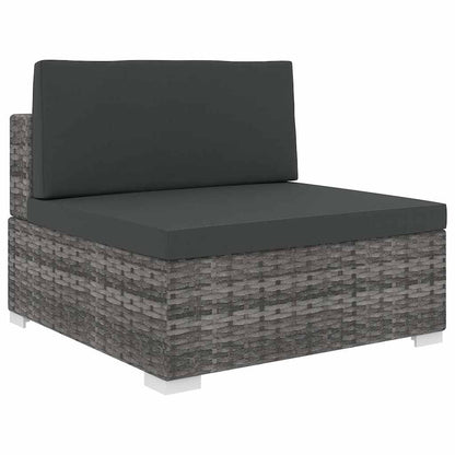 Mittelsofa mit Kissen Modular Poly Rattan Grau