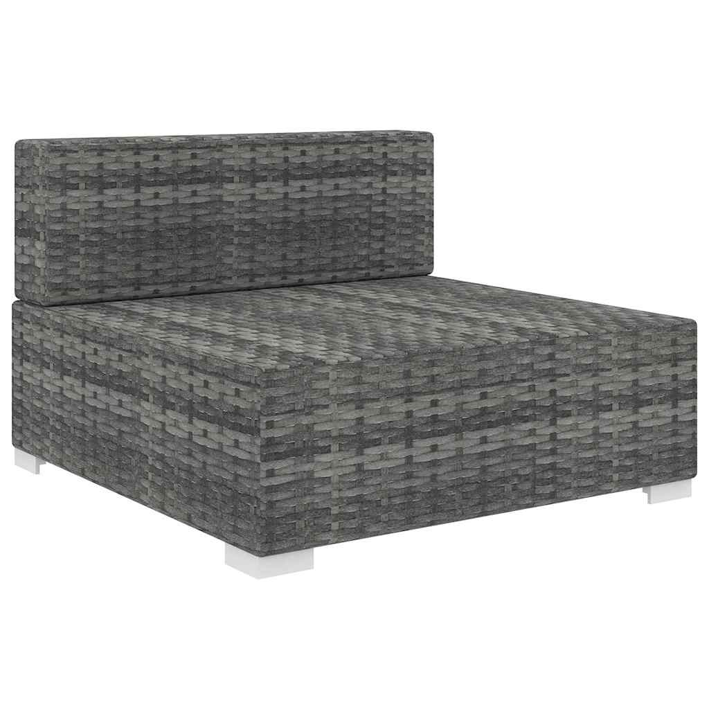 Mittelsofa mit Kissen Modular Poly Rattan Grau