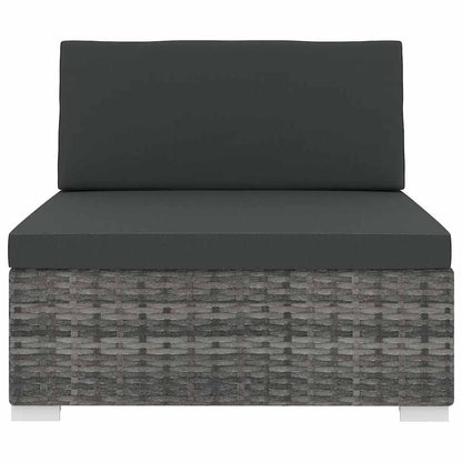 Mittelsofa mit Kissen Modular Poly Rattan Grau