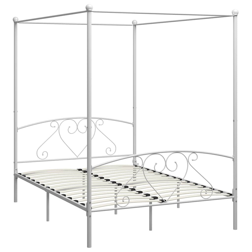 Himmelbett-Gestell Weiß Metall 160 x 200 cm