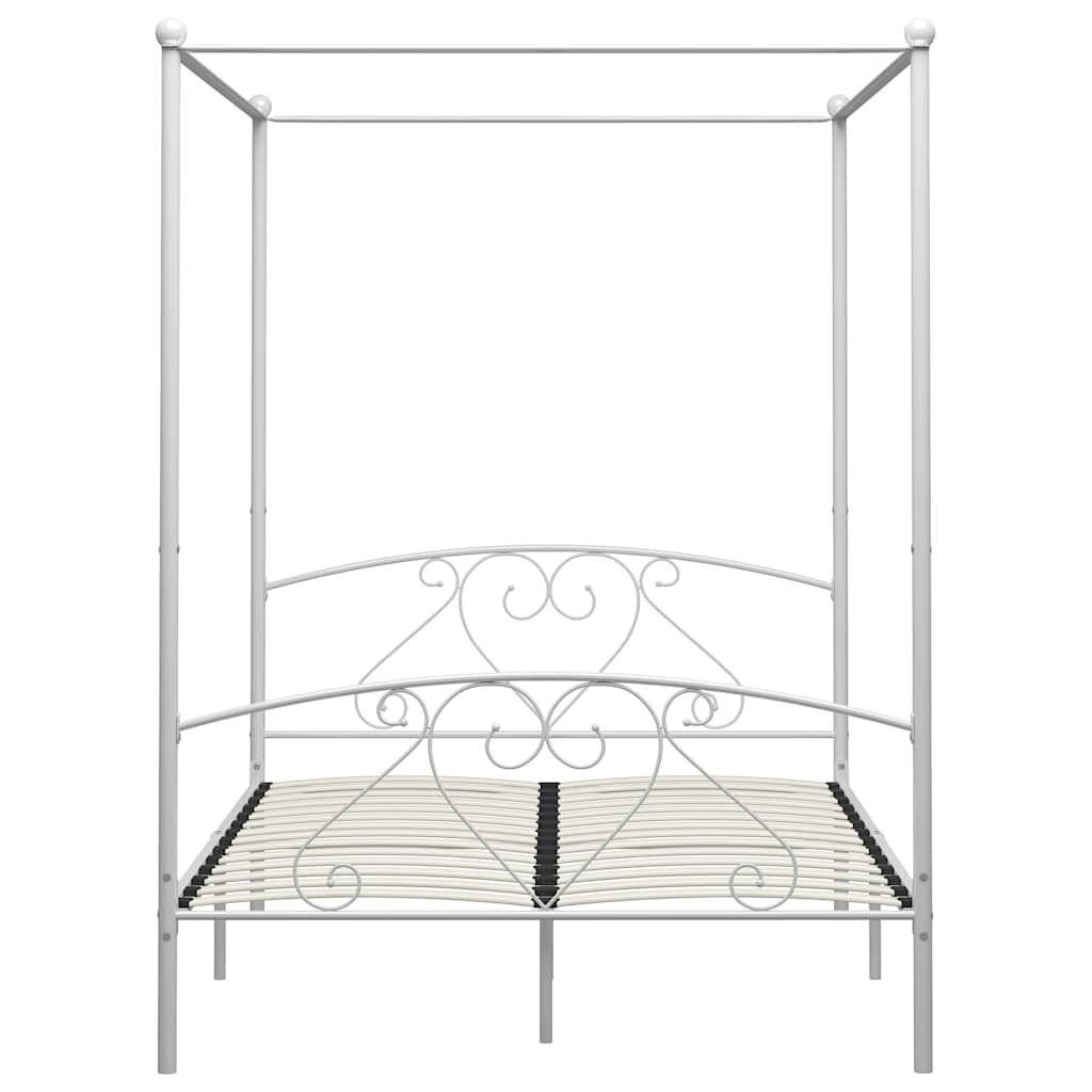 Himmelbett-Gestell Weiß Metall 160 x 200 cm