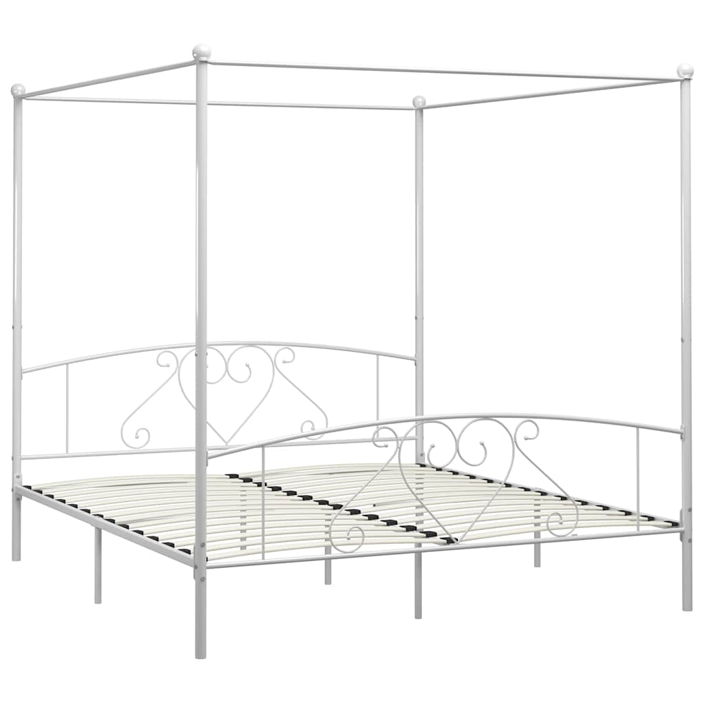 Himmelbett-Gestell Weiß Metall 180 x 200 cm