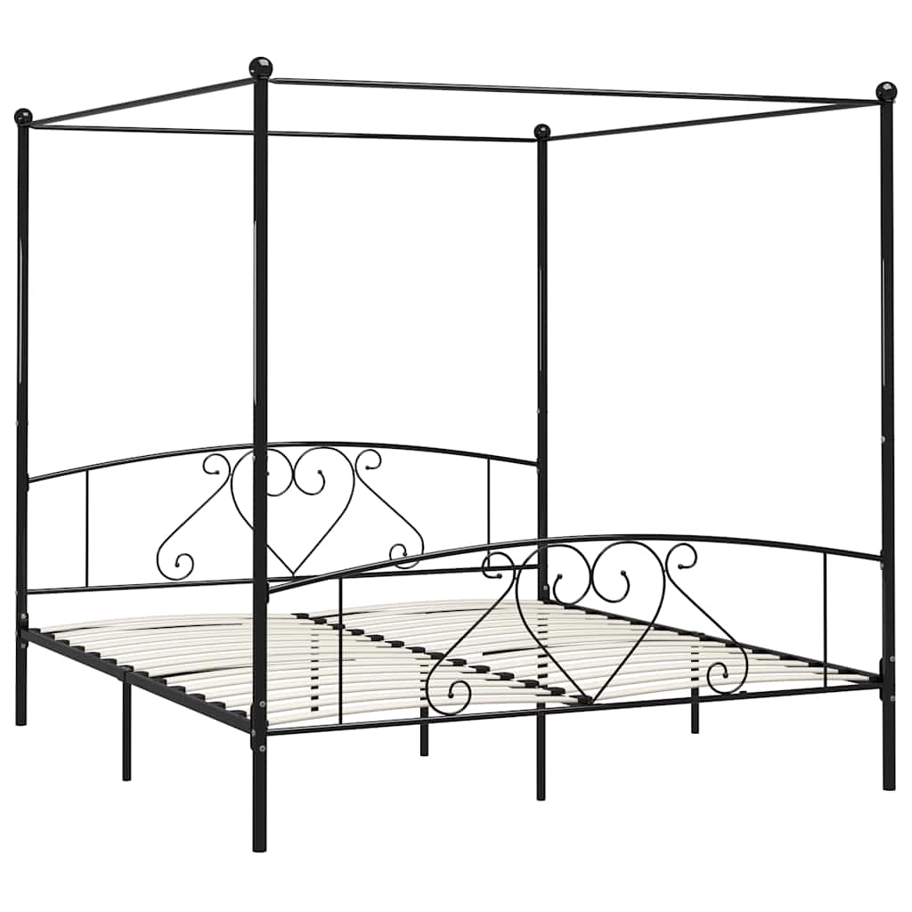 Himmelbett-Gestell Schwarz Metall 180 x 200 cm