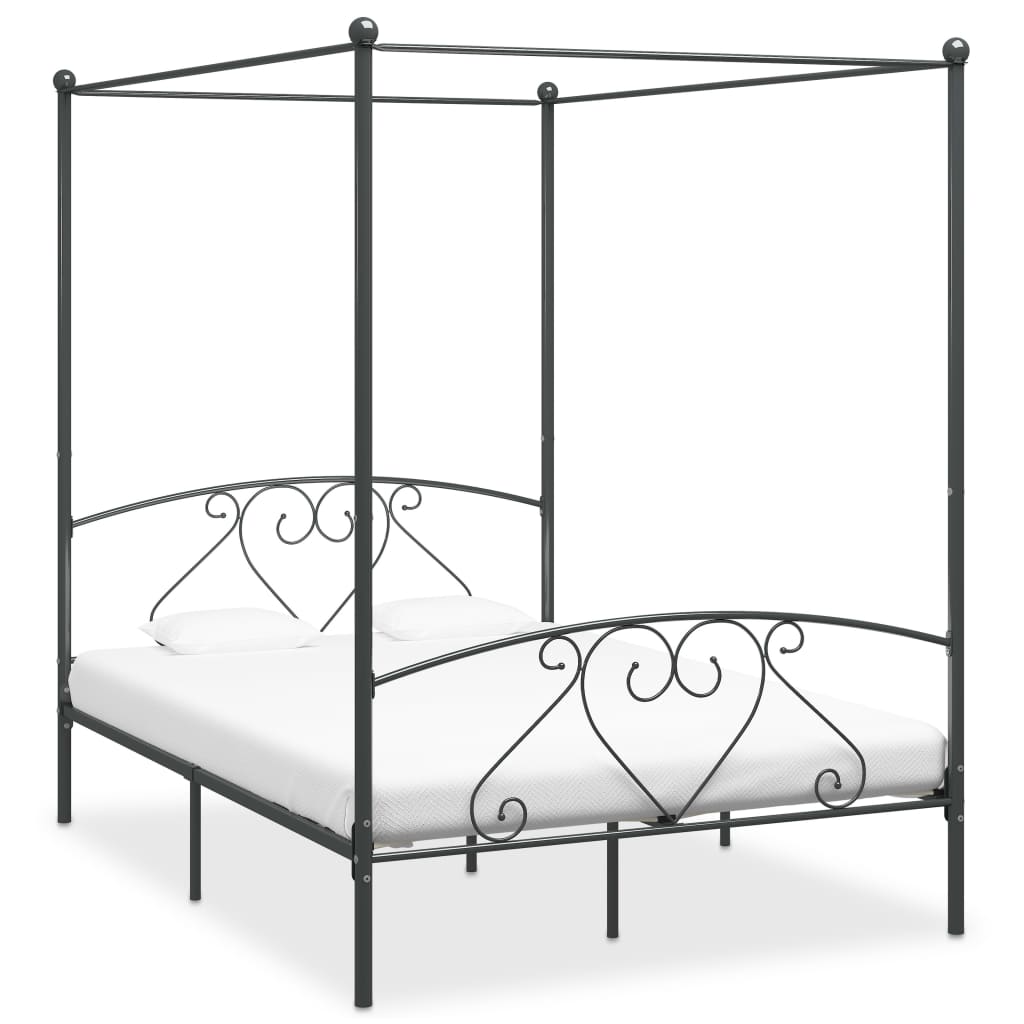 Himmelbett-Gestell Grau Metall 160 x 200 cm