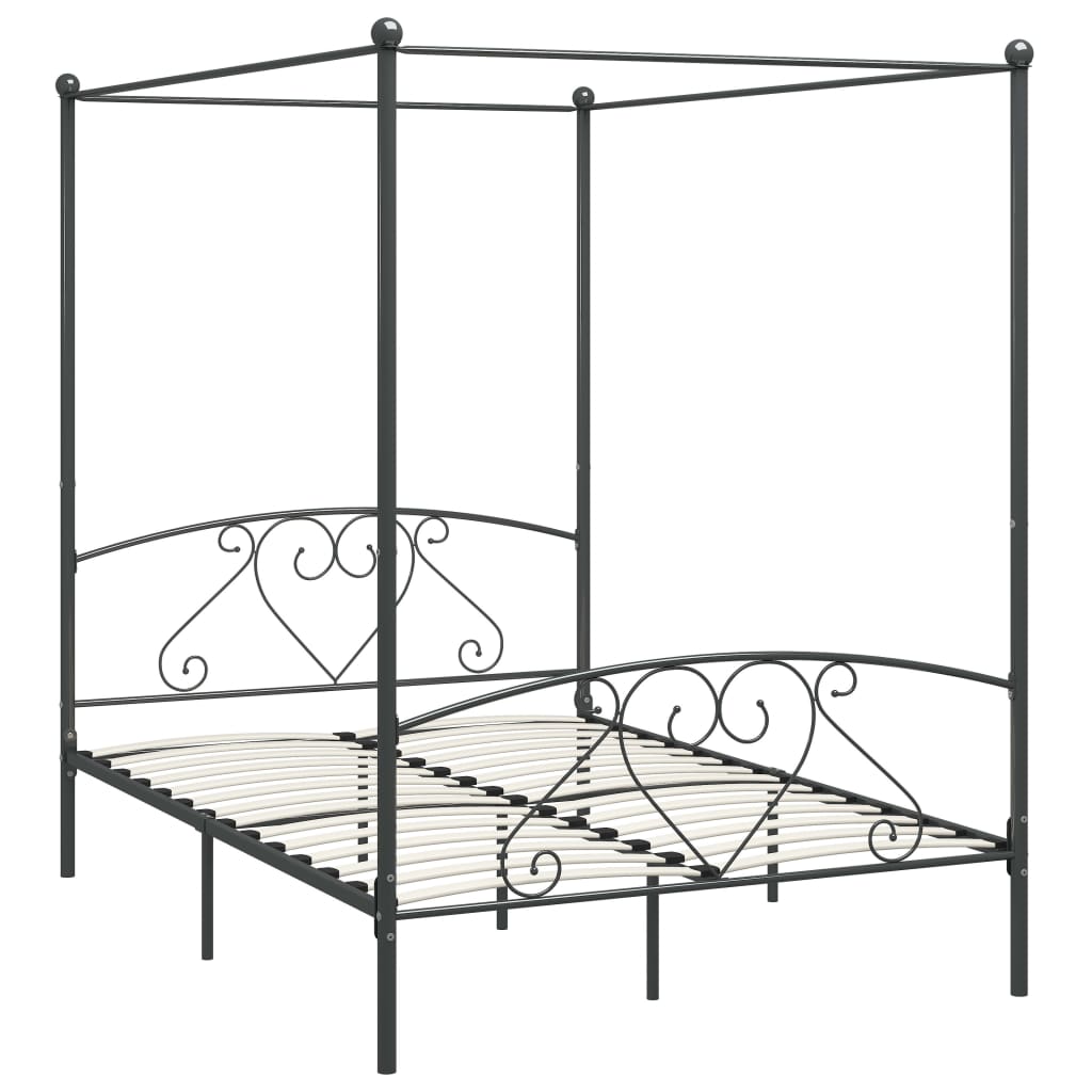 Himmelbett-Gestell Grau Metall 160 x 200 cm