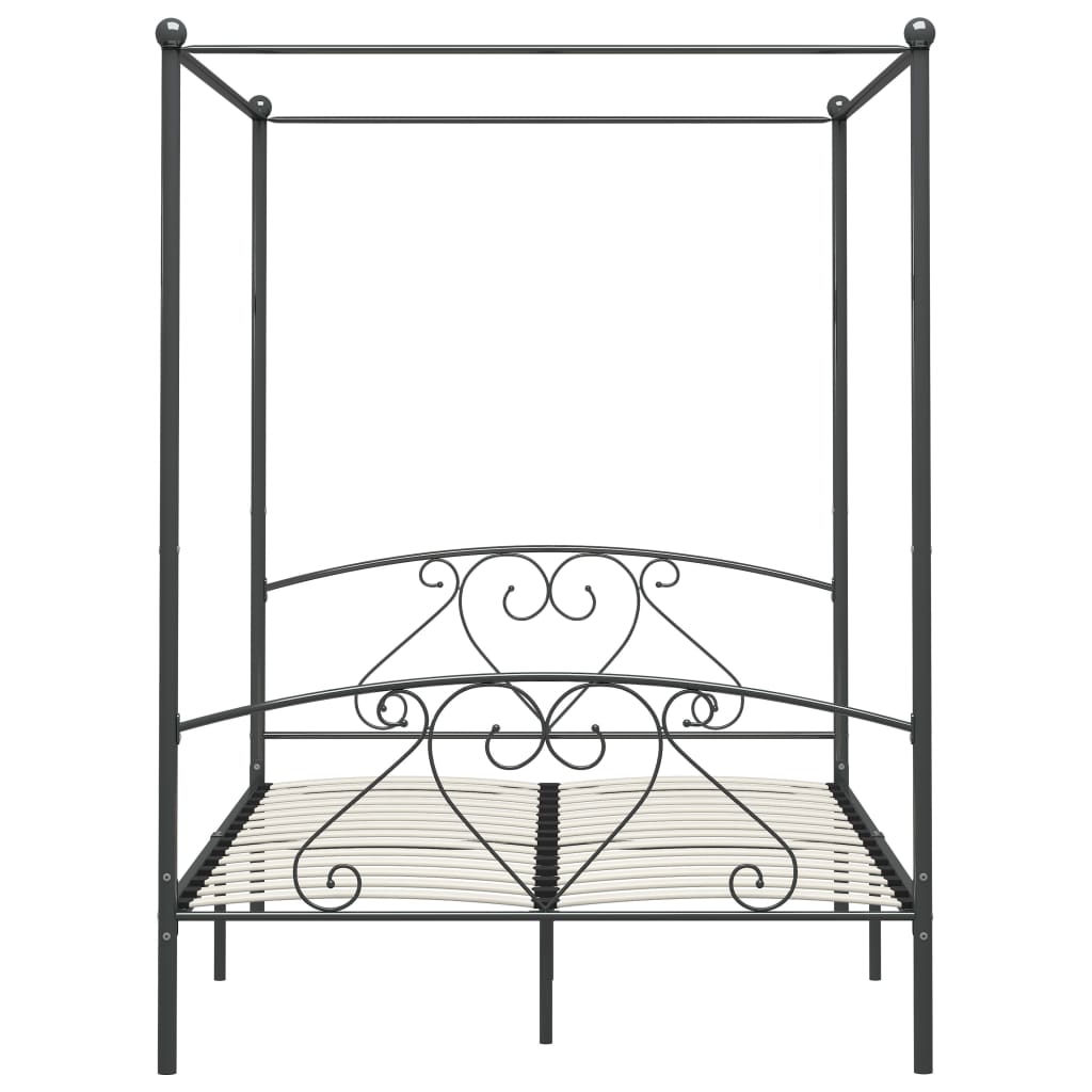 Himmelbett-Gestell Grau Metall 160 x 200 cm