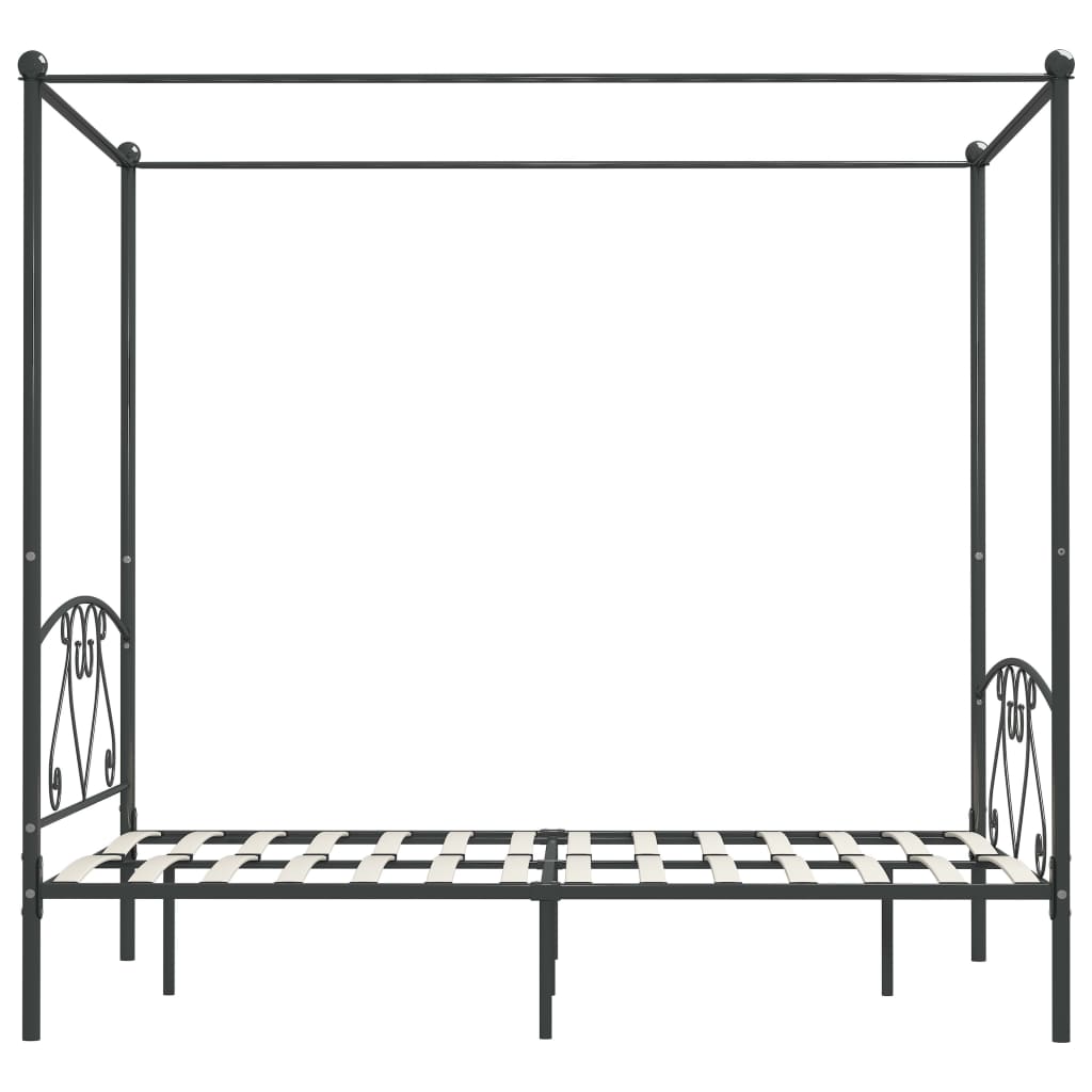 Himmelbett-Gestell Grau Metall 160 x 200 cm