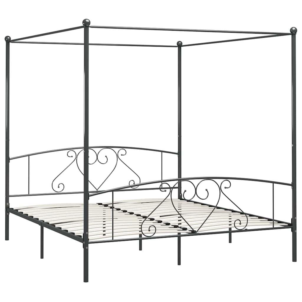 Himmelbett-Gestell Grau Metall 180 x 200 cm