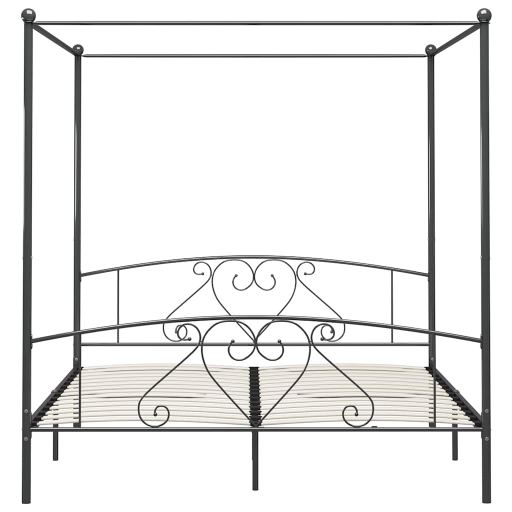 Himmelbett-Gestell Grau Metall 180 x 200 cm