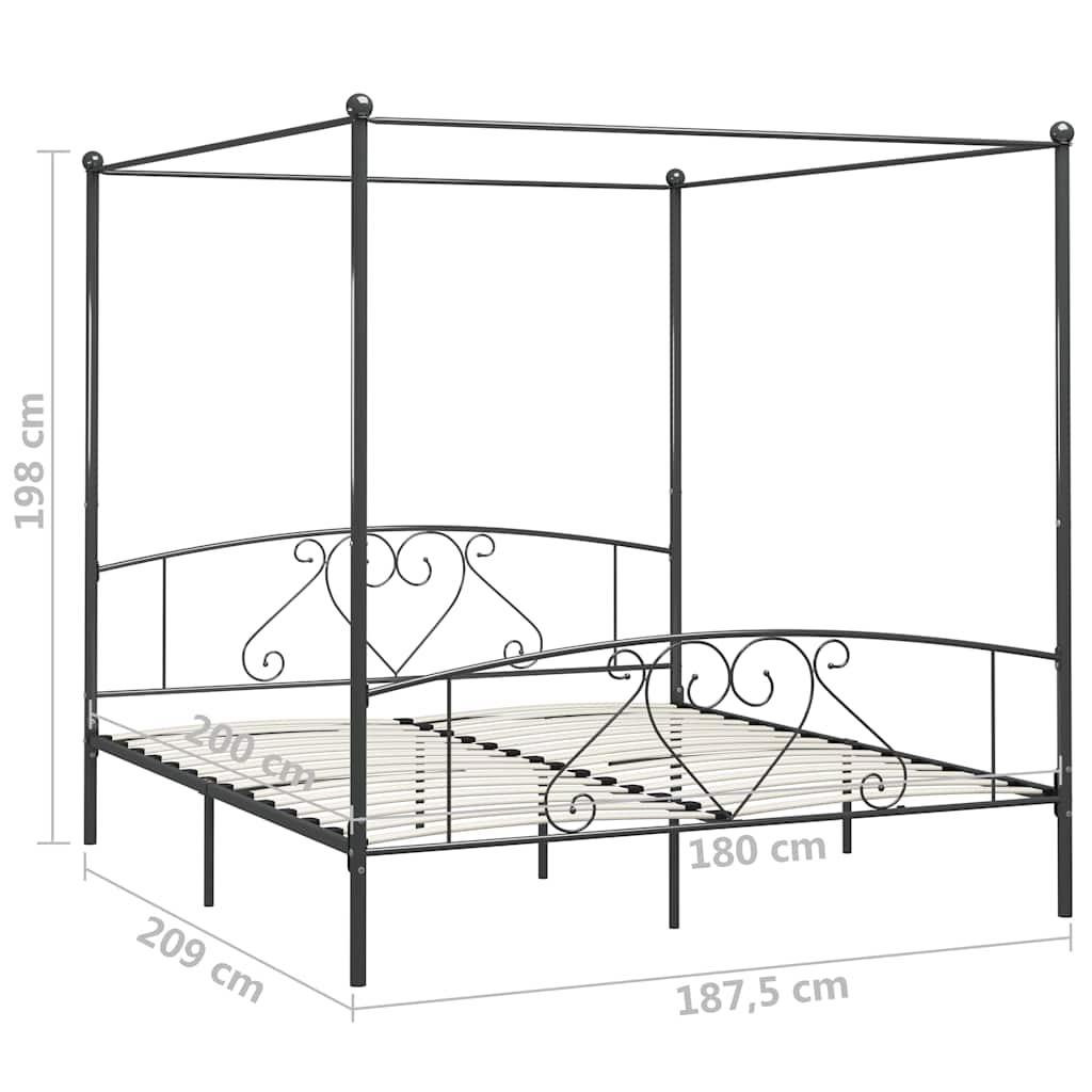 Himmelbett-Gestell Grau Metall 180 x 200 cm