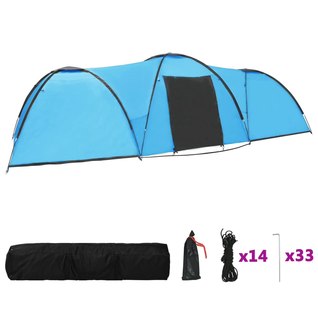 Tente de camping Igloo 650x240x190 cm 8 personnes bleue