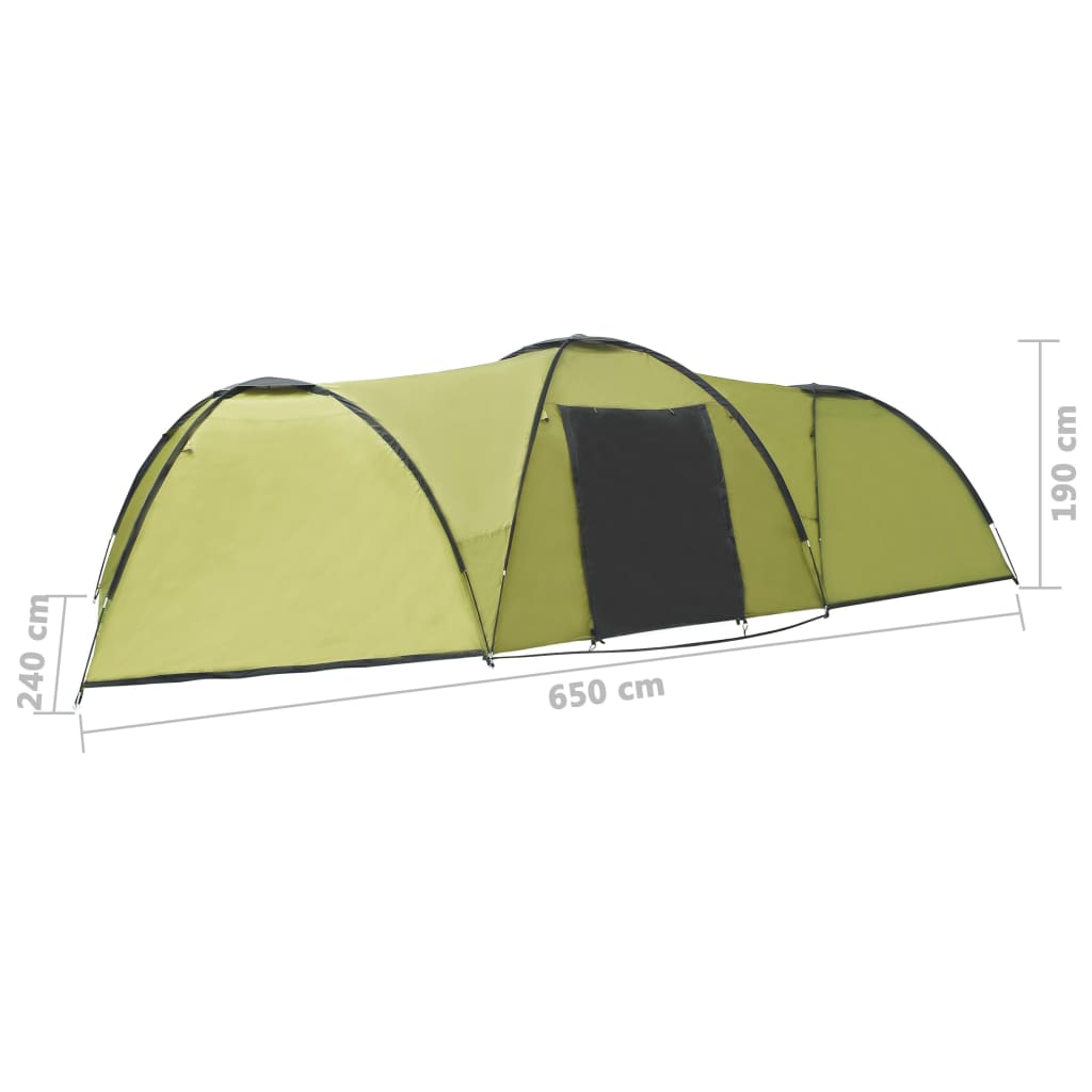 Tente de camping Igloo 650x240x190 cm 8 personnes verte