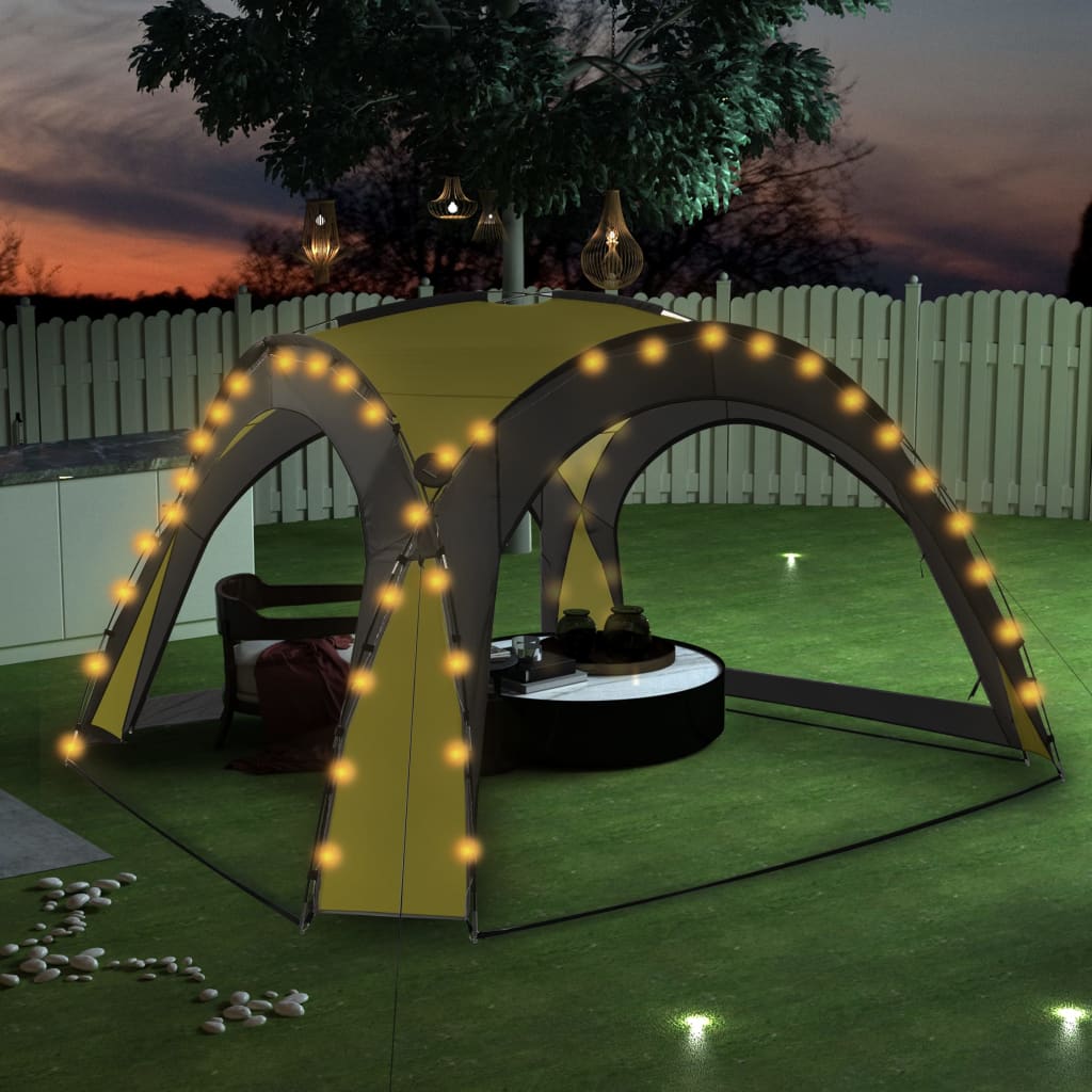 Tente de fête avec LED et 4 parois latérales 3,6x3,6x2,3 m vert