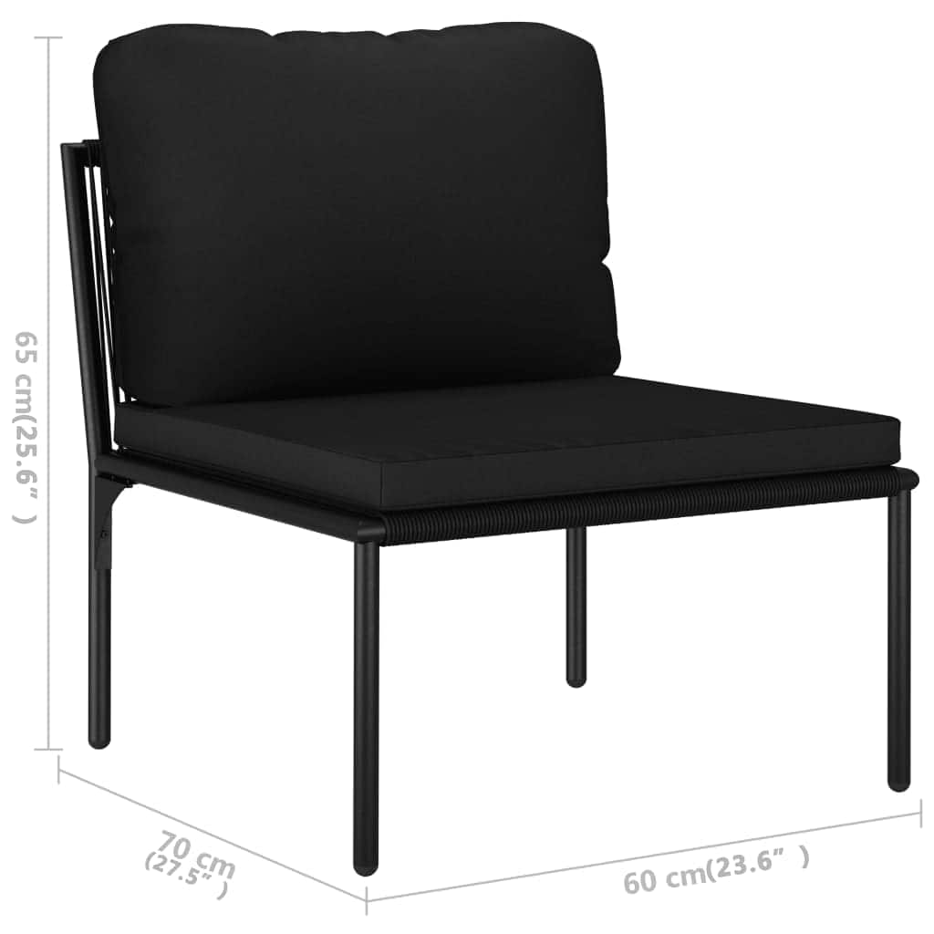 3-tlg. Garten-Lounge-Set mit Auflagen Schwarz PVC