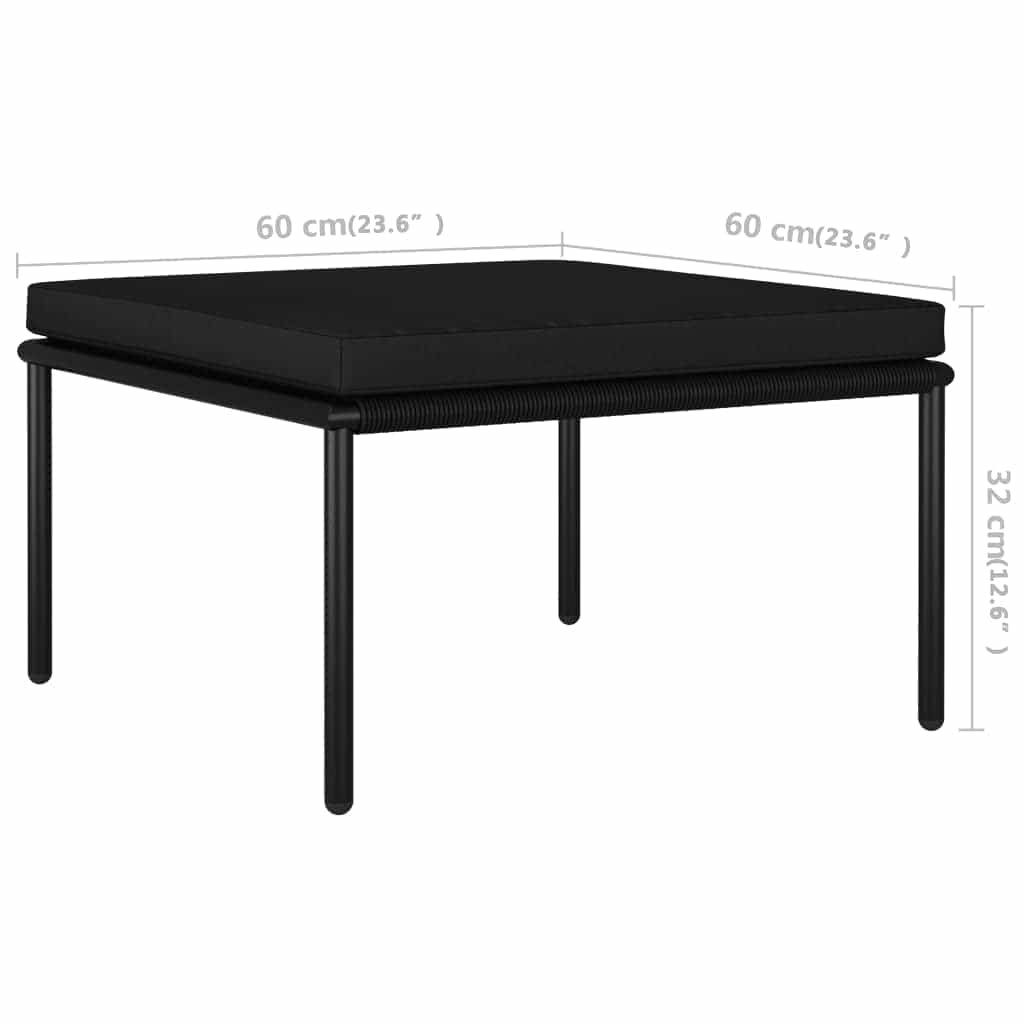 3-tlg. Garten-Lounge-Set mit Auflagen Schwarz PVC