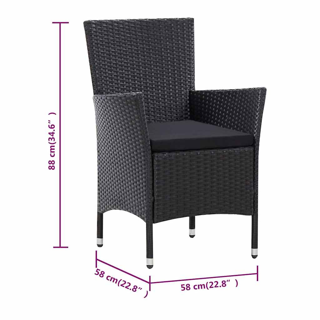 9-tlg. Garten-Essgruppe Poly Rattan Schwarz