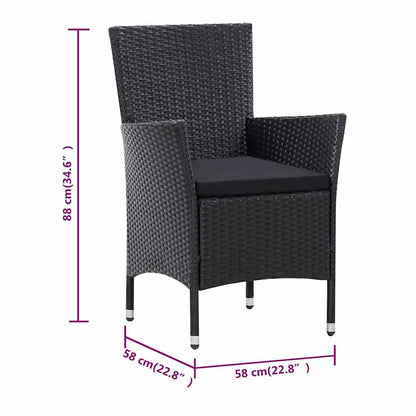 9-tlg. Garten-Essgruppe Poly Rattan Schwarz