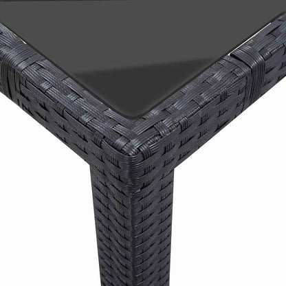 9-tlg. Garten-Essgruppe Poly Rattan Schwarz