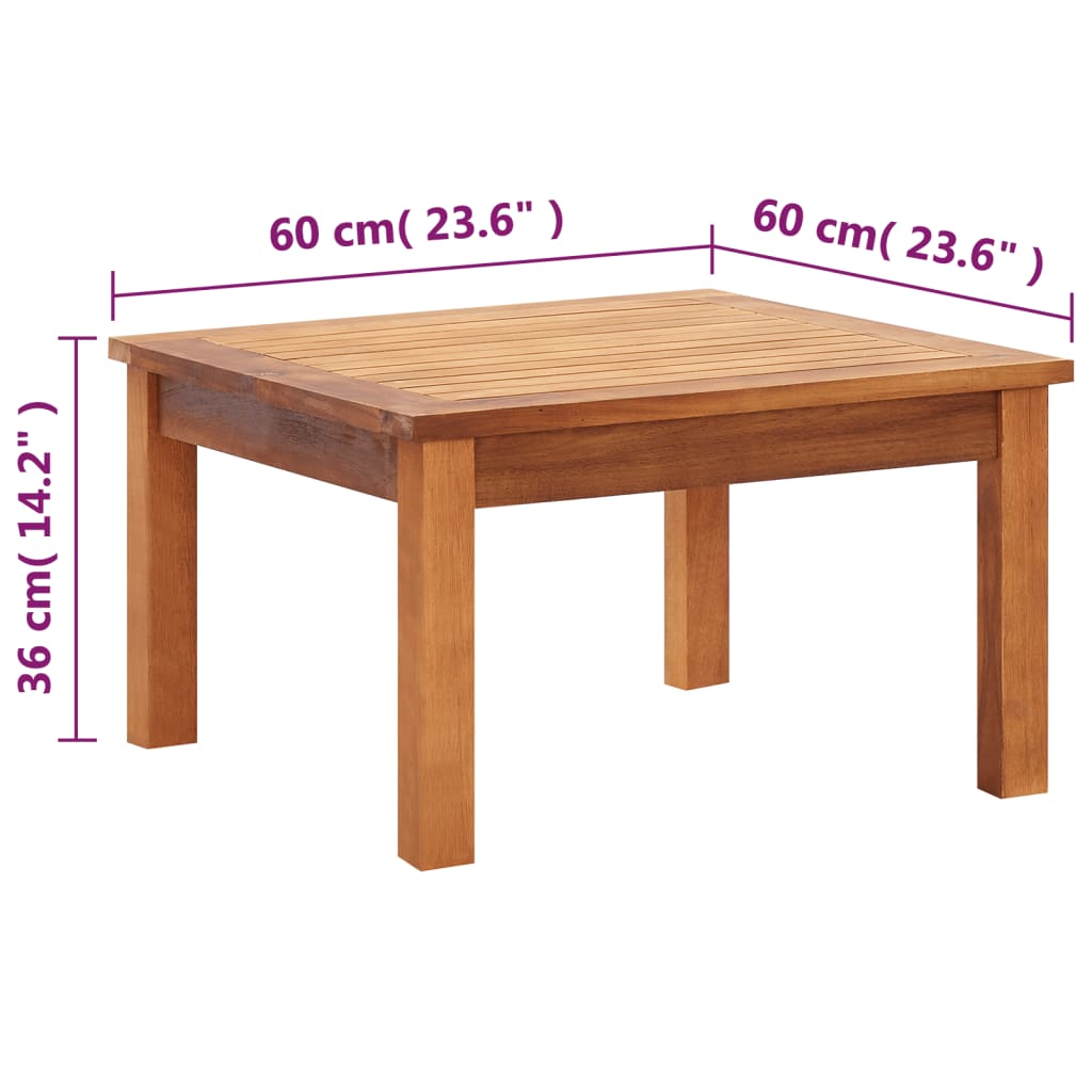 Table basse de jardin 60x60x36 cm en bois d'acacia massif