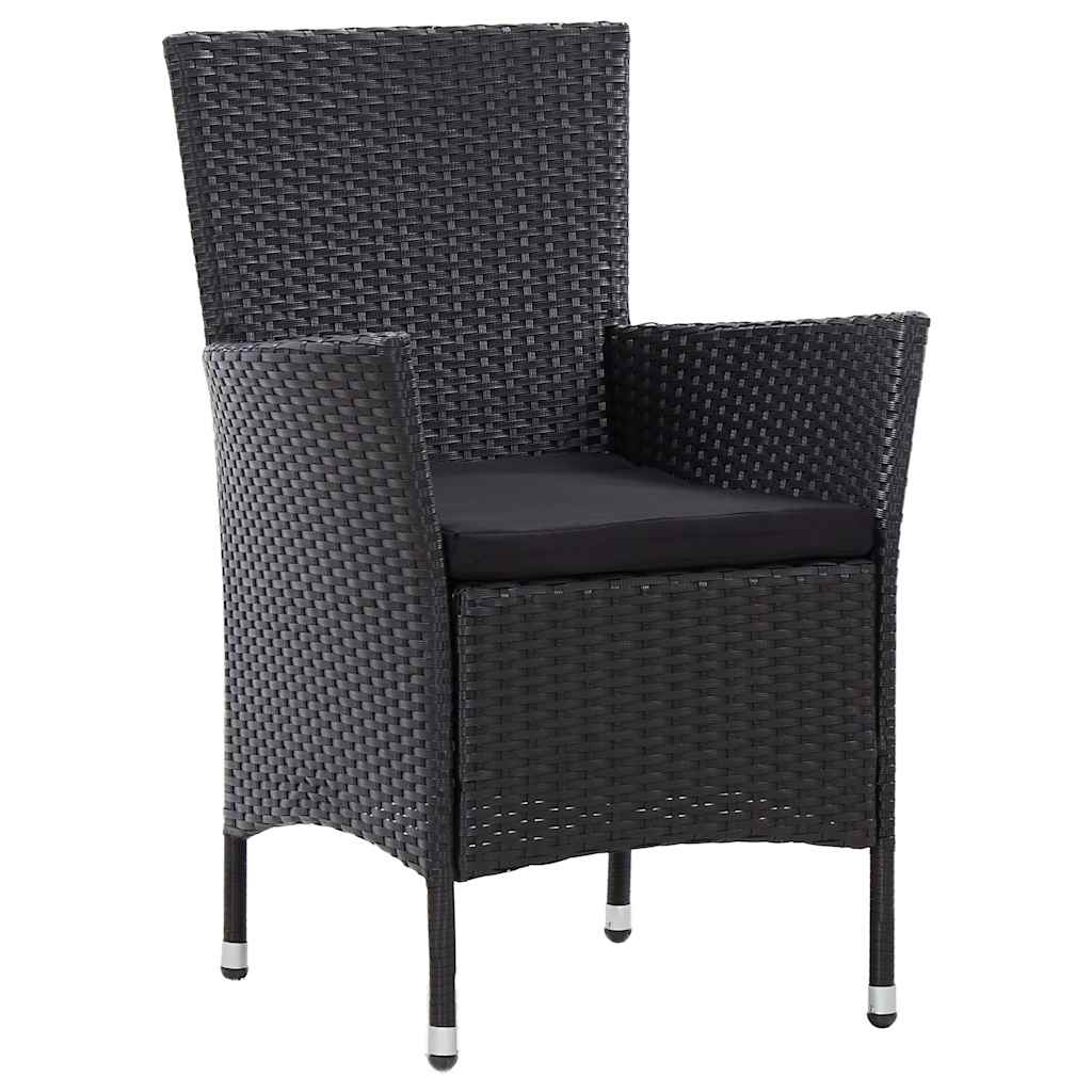 5-tlg. Garten-Essgruppe mit Kissen Poly Rattan Schwarz