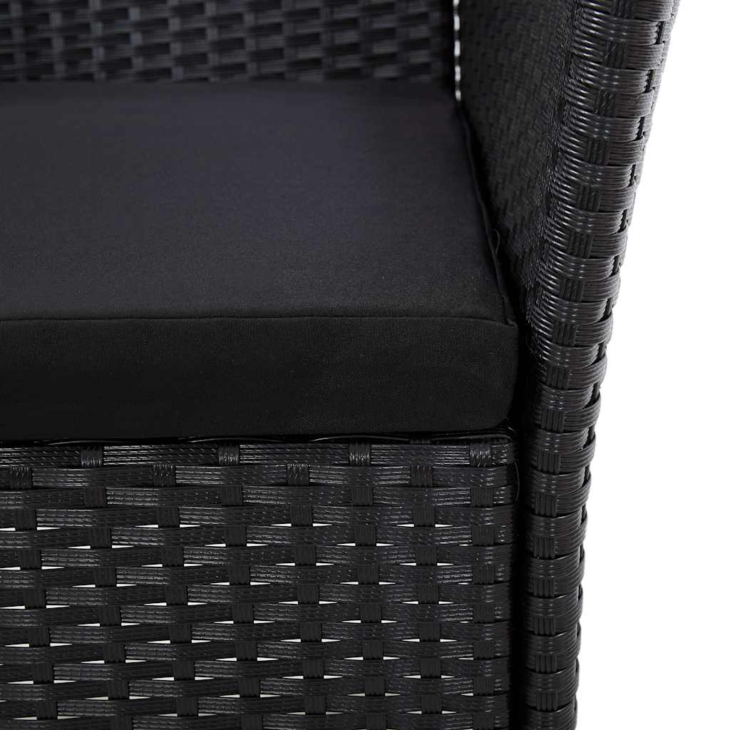 5-tlg. Garten-Essgruppe mit Kissen Poly Rattan Schwarz