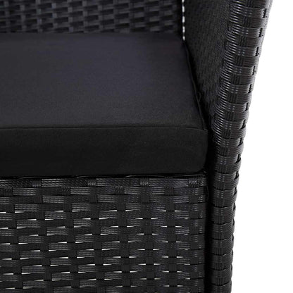 5-tlg. Garten-Essgruppe mit Kissen Poly Rattan Schwarz
