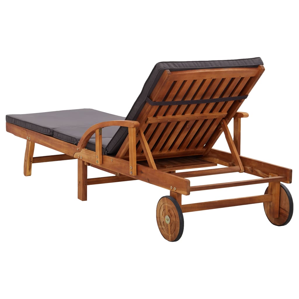 Bain de soleil avec coussin en bois d'acacia massif