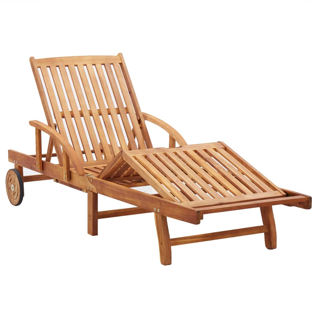 Bain de soleil avec coussin en bois d'acacia massif