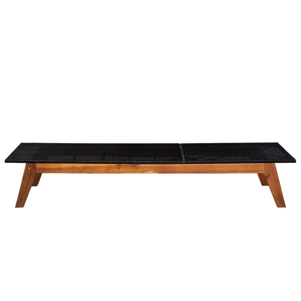 Sonnenliegen 2 Stk. mit Tisch Poly Rattan Massivholz Akazie