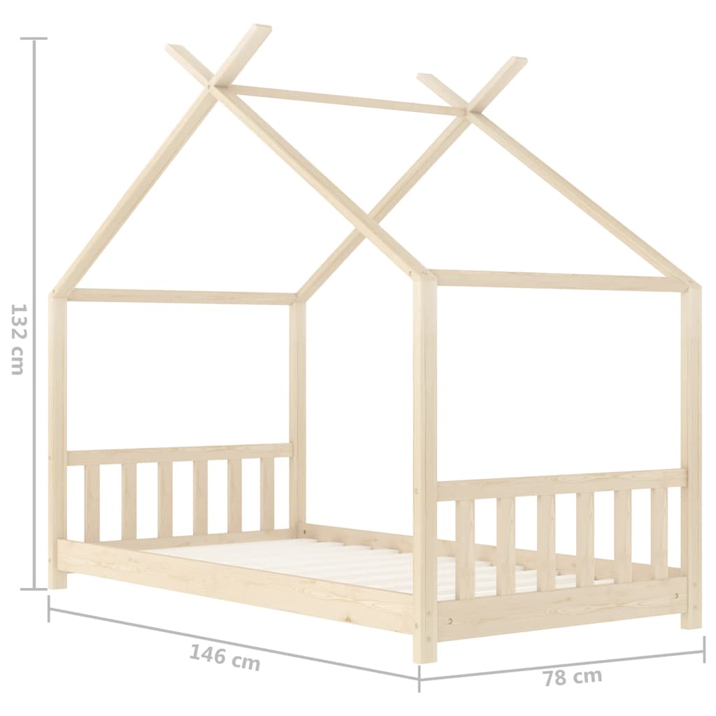 Kinder-Bettgestell Massivholz Kiefer 70 x 140 cm