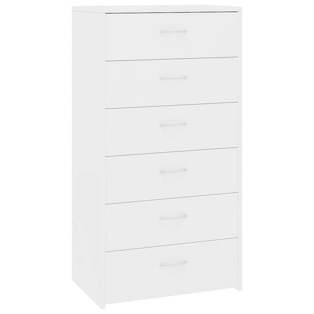 Sideboard mit 6 Schubladen Weiß 50x34x96 cm Holzwerkstoff
