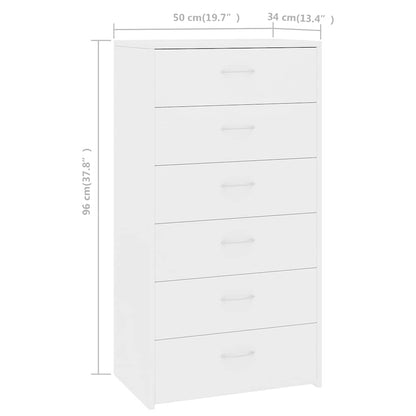 Sideboard mit 6 Schubladen Weiß 50x34x96 cm Holzwerkstoff