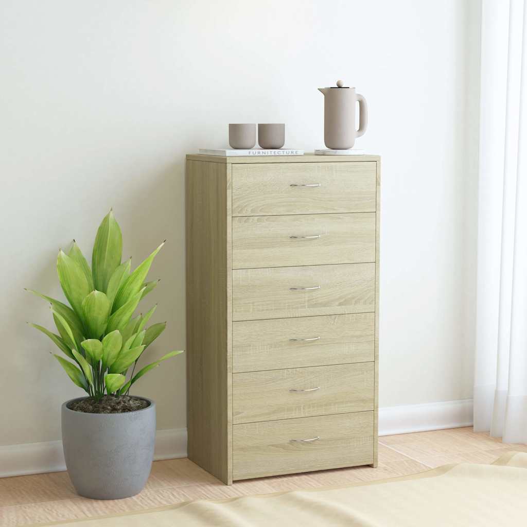Sideboard 6 Schubladen Sonoma-Eiche 50x34x96 cm Holzwerkstoff