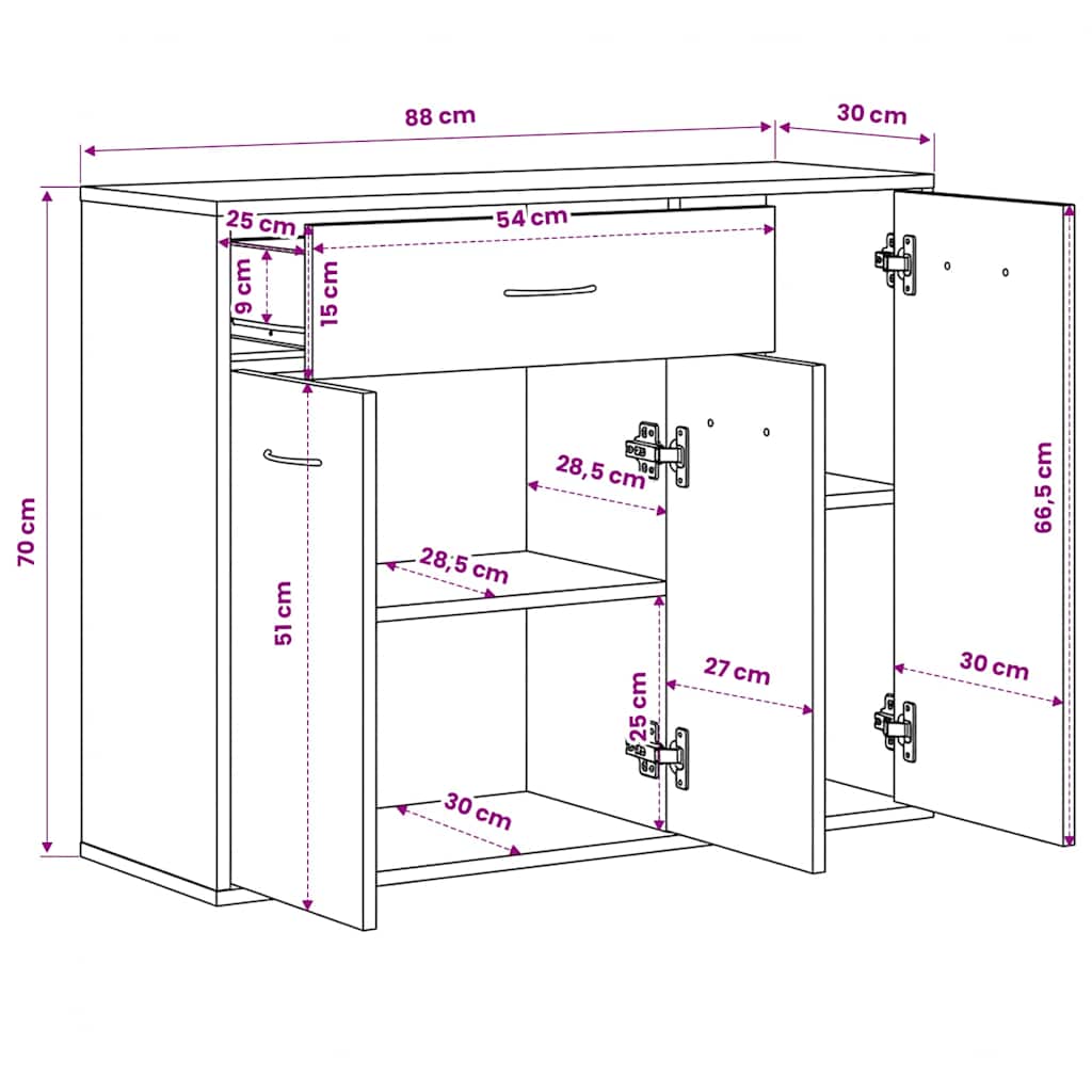 Sideboard Betongrau 88x30x70 cm Holzwerkstoff
