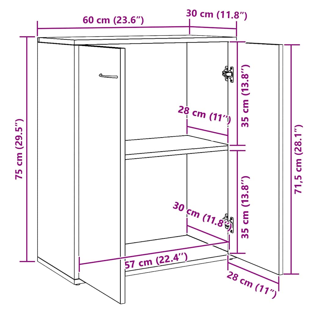 Sideboard Sonoma-Eiche 60x30x75 cm Holzwerkstoff