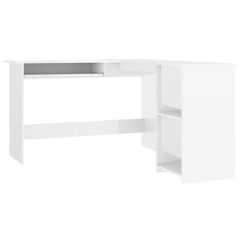 Bureau d'angle en forme de L blanc brillant 120x140x75 cm